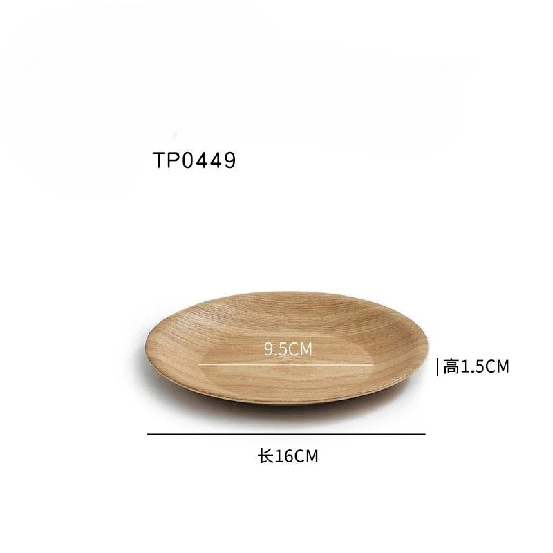 Handcrafted Round Solid Wood Dining Plate - Water Chestnut Wood Serving Tray for Breakfast, Coffee & Desserts