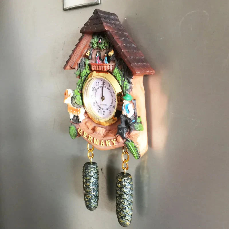 ‌German 3D Cuckoo Clock Wooden House Pine Cone Fridge Magnet, Travel Souvenir, Home Decor, Creative Gift, Strong Magnetic