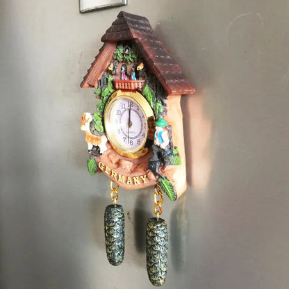 ‌German 3D Cuckoo Clock Wooden House Pine Cone Fridge Magnet, Travel Souvenir, Home Decor, Creative Gift, Strong Magnetic