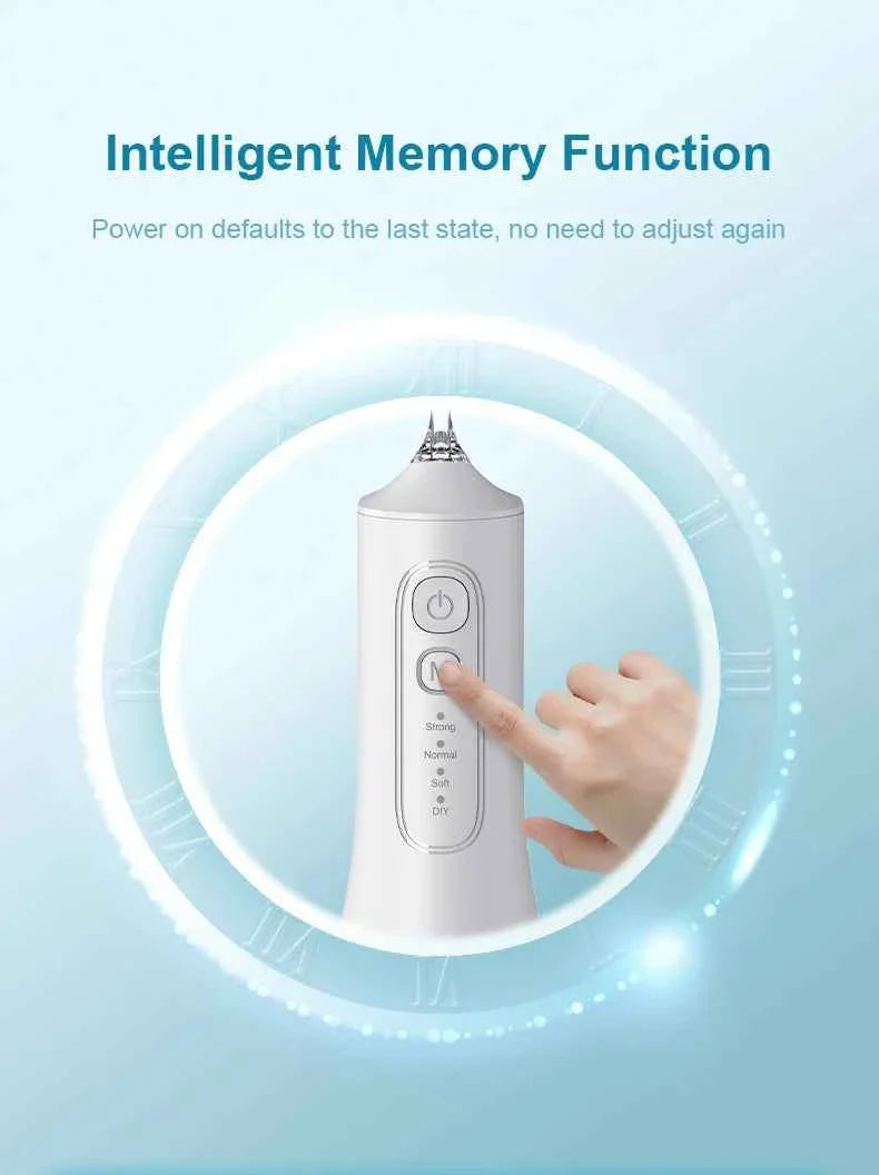 Fairywill Portable Oral Irrigator - 300ML Cordless Water Flosser with 6 Jet Nozzles