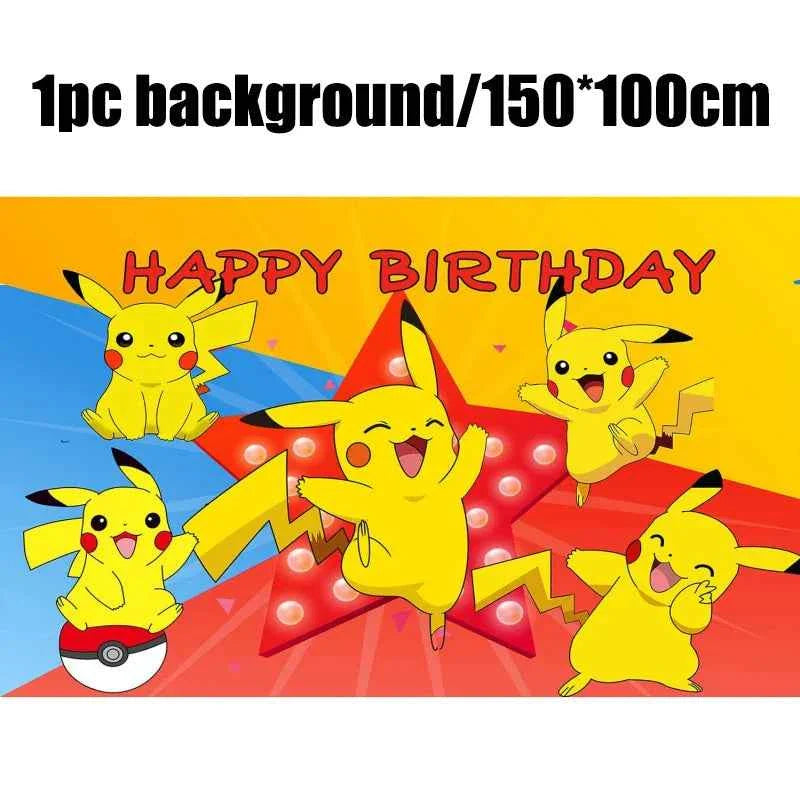 Pokemon Birthday Party Decorations Paper Tableware Plates Napkins Cups Pikachu Birthday Tablecloth Party Supplies Children Gifts