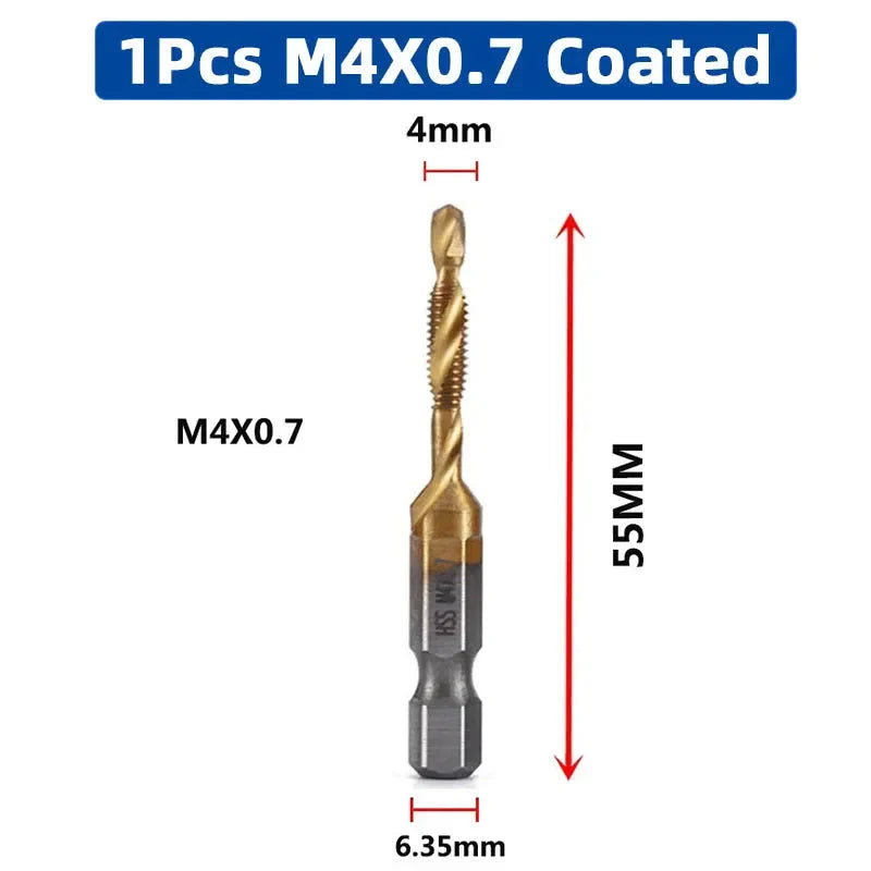 LiYu Shank Titanium Plated HSS Screw Thread Metric Tap Drill Bits Screw Machine Compound Tap M3 M4 M5 M6 M8 M10 Hand Tools