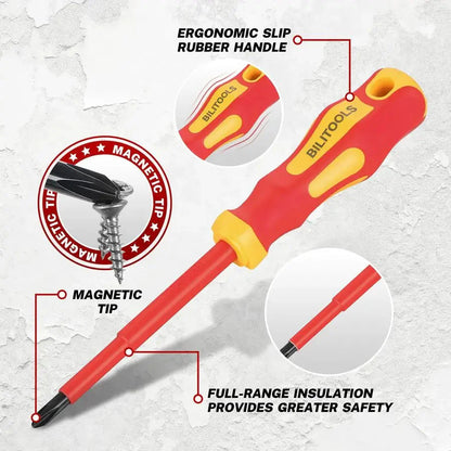 Insulated Screwdriver amp Pliers Set, 1000V Electrical Tools for Electrician Magnetic Phillips Slotted Pozidriv Tips