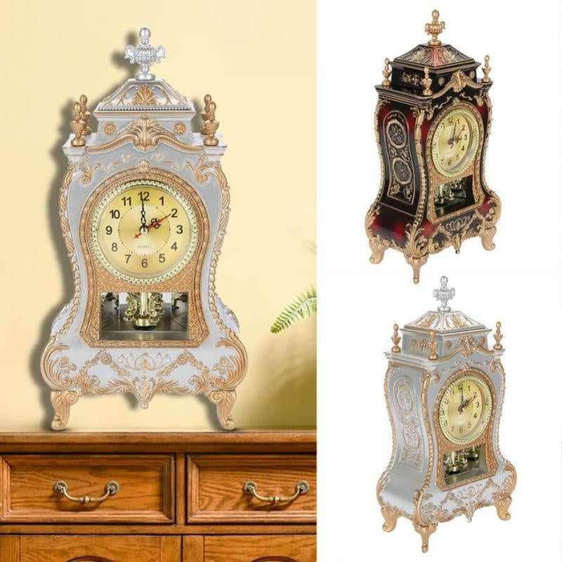 Desk Alarm Clock Vintage Clock Classical Royalty Sitting Room Desk Imperial Furnishing Creative Sit Pendulum Clock