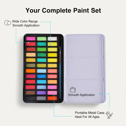 Portable Iron Box Solid Watercolor Paint Set for Art And Hand Drawing Portable Art Supplies