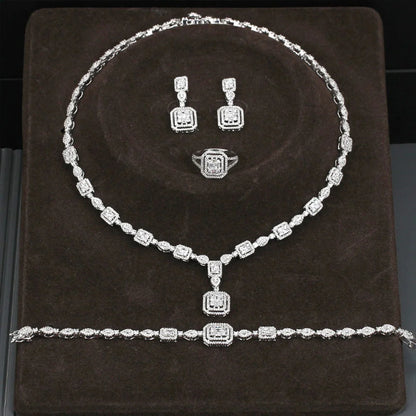 Bridal jewelry set, ladies' earrings and necklace set, rhinestone and crystal wedding jewelry set, 3 pieces of gifts