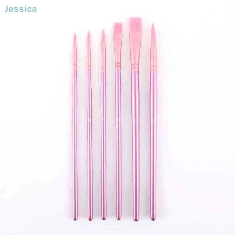 ♥Nylon Bristle Wooden Handle Pointed And Flat Watercolor Paintbrush Set For Art, Acrylic, Gouache, And Oil Painting