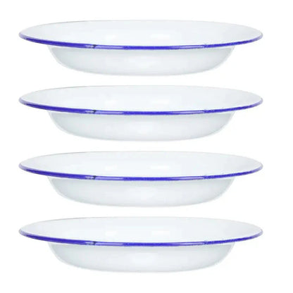 4 Pcs Serving Enamel Dish Set White Platters Enamelware Dishes Vegetarian Diet Dinner Plates