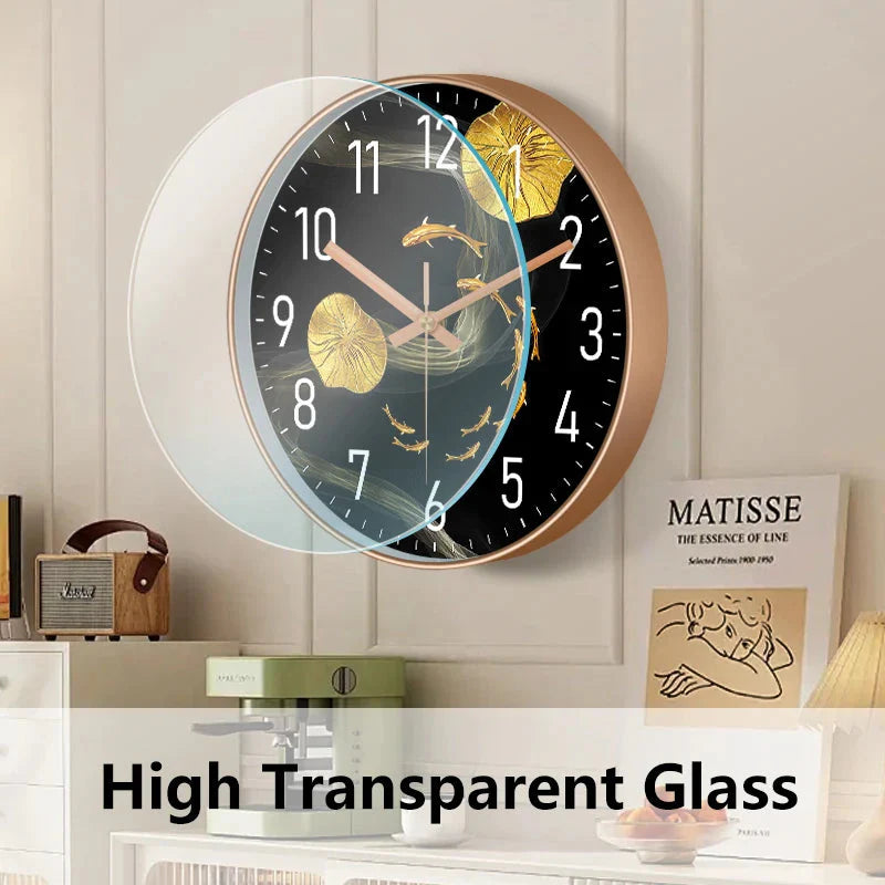 Simple Luxury Quartz Clock Hanging Wall Fish Decoration Modern Style Restaurant Living Room Home Decor Clock 8 10 12 Inche