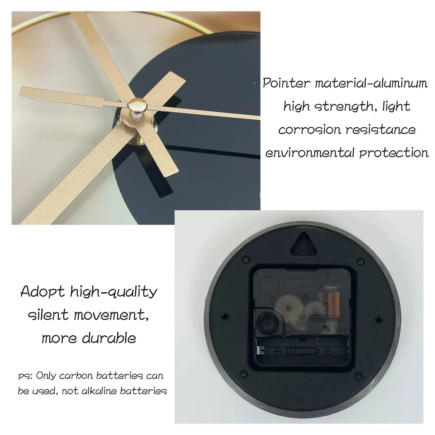 Light Luxury Simple Light and Shadow Flat Pattern Tempered Glass Wall Clock Living Room Bedroom Kitchen Home Decoration Wall Clock Silent Quartz Clock Holiday Gift 12 Inches 14 Inches 16inch (Without Batteries)