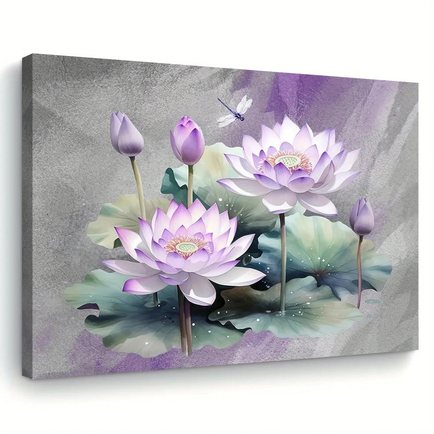 Charming Purple Flower & Green Leaf Canvas Wall Art - Framed Home Decor for Living Room, Bedroom, Kitchen, 11.8x15.7 inches