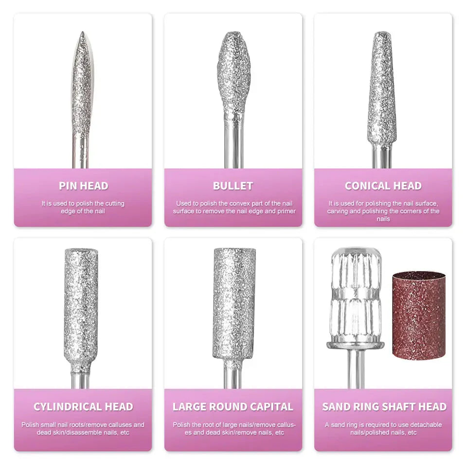 45000RPM Nail Drill Machine Professional Nail Lathe with Large LCD Screen Smart Electric Manicure Polisher Nail Art Tools