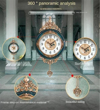 Large Luxury Gold Wall Clock Living Room Silent Creative Swing Wall watches Bedroom Quartz Clocks Wall Home Decor