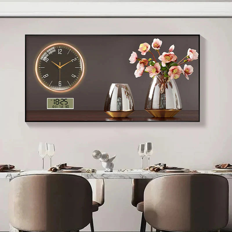 Large Size Aluminum alloy framed Artwork Wall Clock, Luxurious Muted Quartz Clock for Home Decor,living Room,bed Room Décor