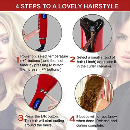 Hot Selling Multifunctional Automatic Rotating Curler For Women'S Hairstyles Portable Ceramic Coated Curling Iron