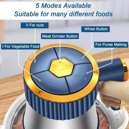 5L Electric Meat Grinders Multifunctional Vegetable Slicer Chopper 304Stainless Steel Food Processor Mixer Machine Kitchen Tool