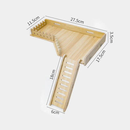 Hamster Habitat Décor Wooden Double-Layer Platform with Ladder Durable Pet Toy Accessory for Gerbil Guinea Pig and Small Animals
