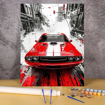 Acrylic Paint By Numbers Red Sports Car  Painting By Numbers On Canvas Coloring By Number For Adults Paint Digital Art