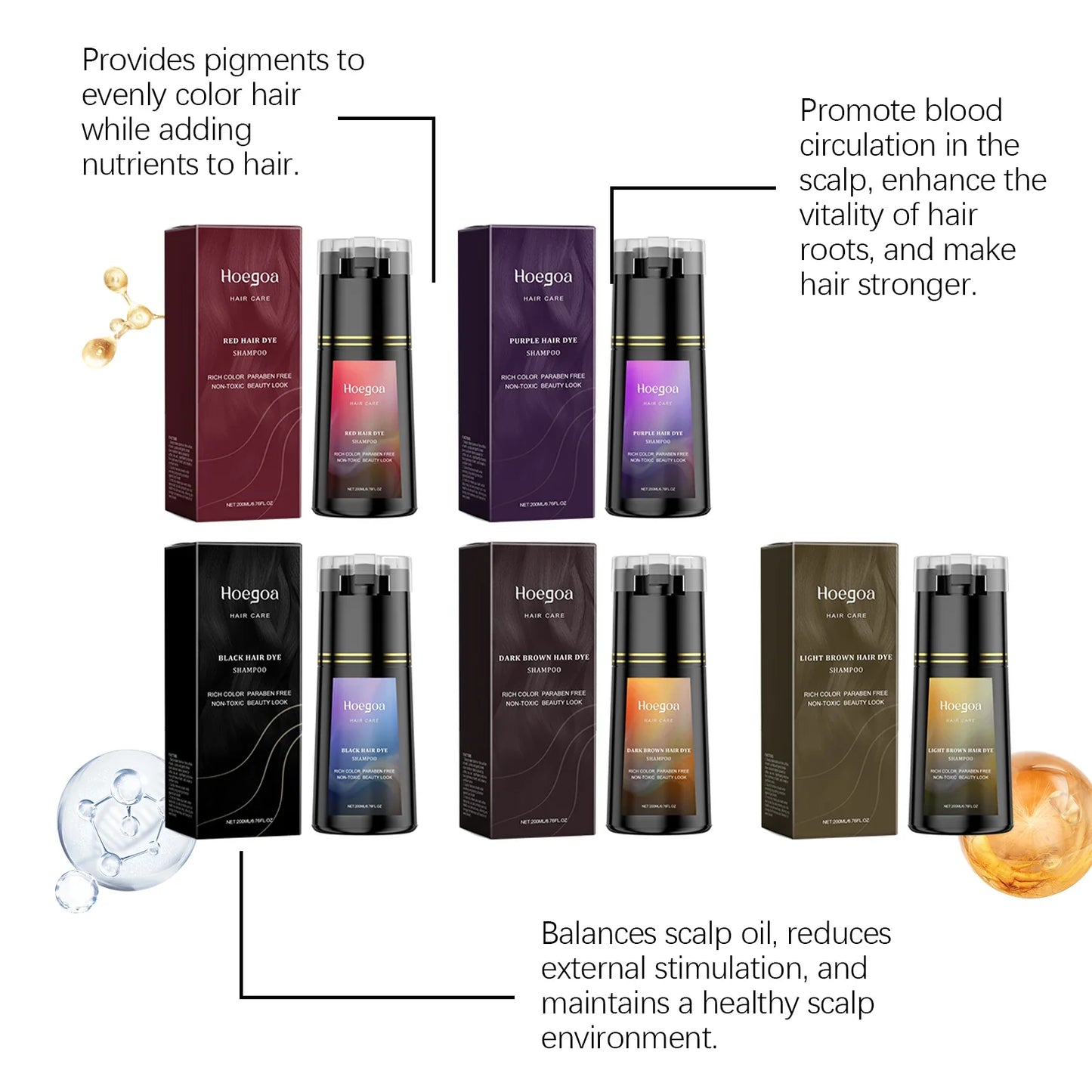 Hair Dye Shampoo for Gray White Hair Coverage 3 in 1 Light Brown DIY Herbal Ingredients Natural Hair Color Shampoo for Women Men