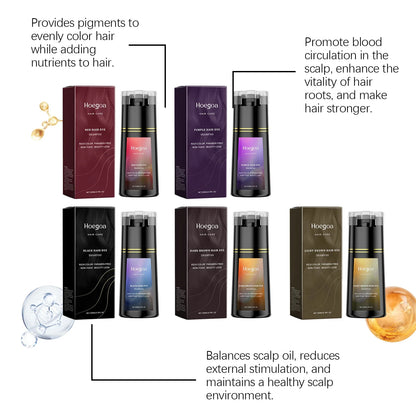 Hair Dye Shampoo for Gray White Hair Coverage 3 in 1 Light Brown DIY Herbal Ingredients Natural Hair Color Shampoo for Women Men