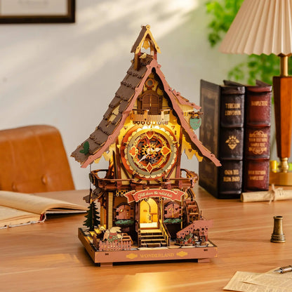 Robotime ROKR Cuckoo Clock Mechanical 3D Wooden Puzzle Christmas Cuckoo Clock Building Kit Holiday DIY Project for Teens Adults