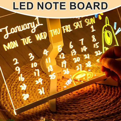 LED Note Board With Night Light 7 Colors Pen Acrylic Message Board DIY Children‘s Illuminated Drawing Board Kids Birthday Gift