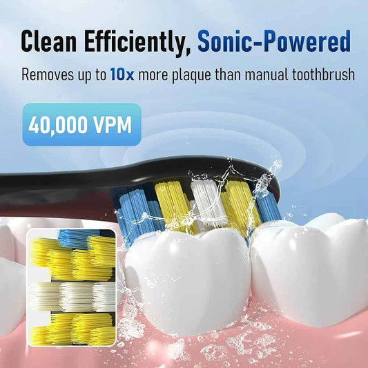 Sonic Electric Toothbrush for Adults Smart Timer Teeth Whitening IPX7 Waterproof 6 Replaceable Heads Travel Case Sarmocare X610