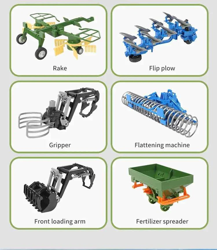 RC Farm Tractors Car 1/24 Radio Controlled Cars and Trucks 2.4G with Light Simulated Engineering Truck Model Toys for Children