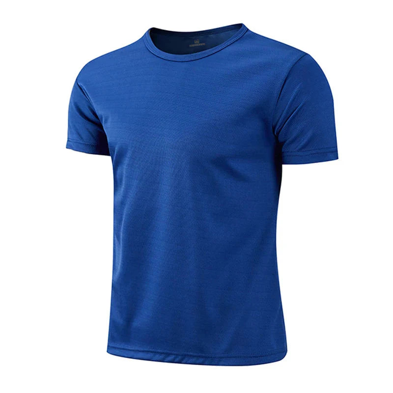 Mens T-shirt Print Casual Exercise Tops Outdoor Jogging Marathon Clothing Summer Quick-Drying Mesh Tees Daily Cycling Sportswear