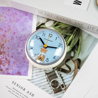 Mini Sucker Wall Clock Bathroom Anti-Fog Waterproof 7cm Kitchen Toilet Small Quartz Table Clock