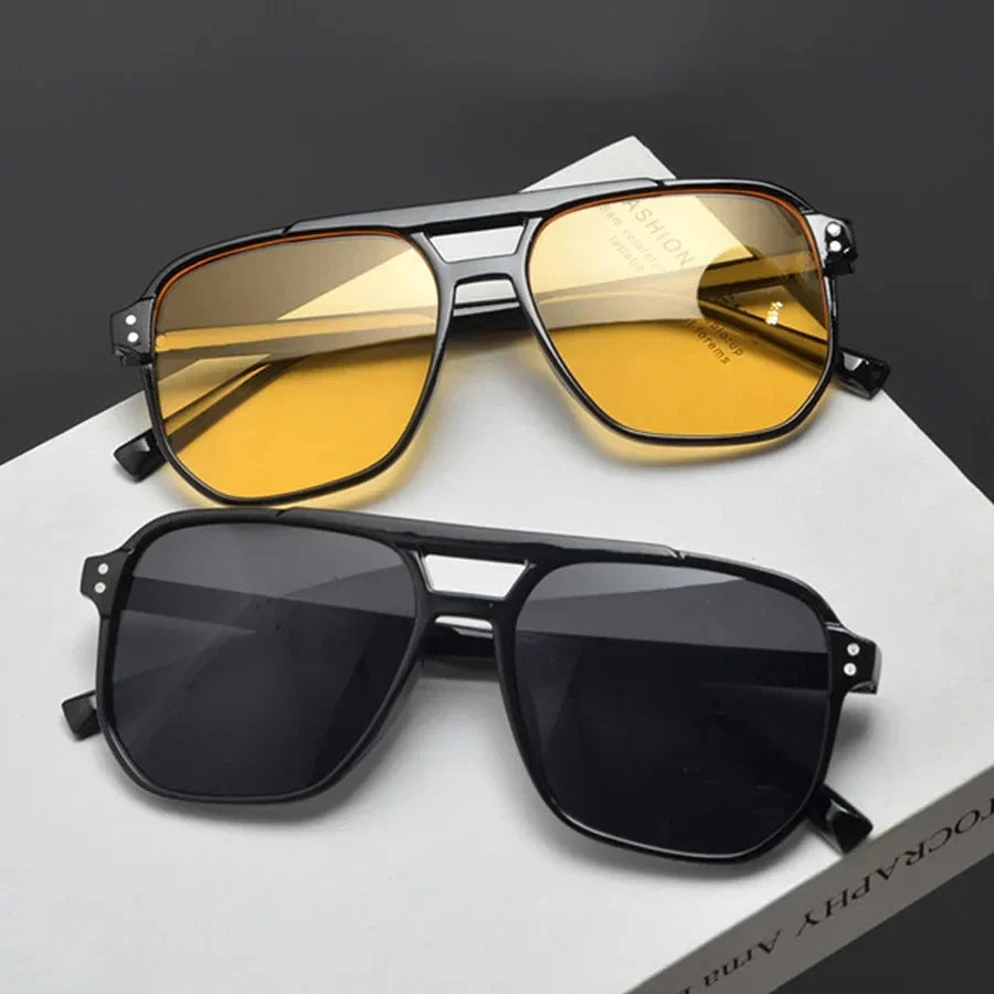 Vintage Men Women Big Sunglasses Men Square Shades Unisex Sun Glasses Black Lense Male Female Sunglasses UV400 Glasses