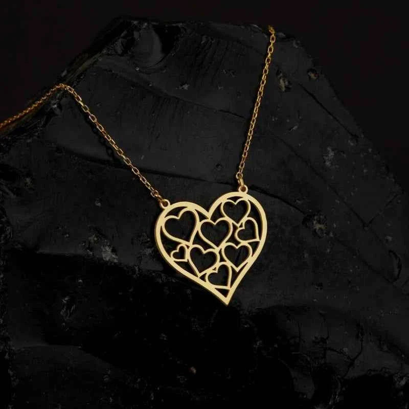 Inside Heart Pendant Necklace Fashion Chain Necklace Popular Women Charm Hollow Heart Clavicle Collar Jewelry Party Girl Gift