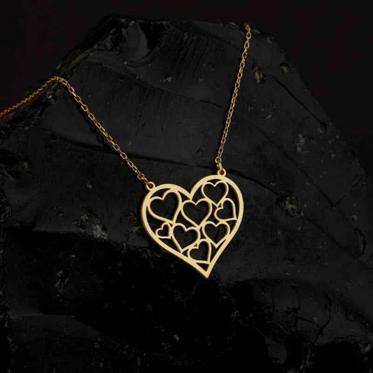 Inside Heart Pendant Necklace Fashion Chain Necklace Popular Women Charm Hollow Heart Clavicle Collar Jewelry Party Girl Gift