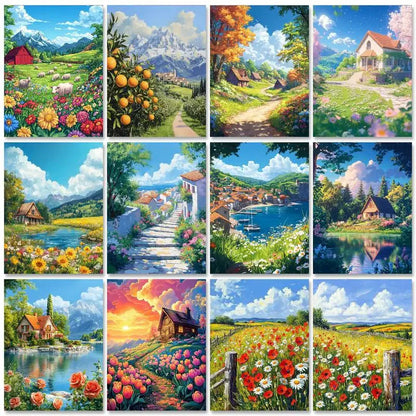 RUOPOTY Paint By Number Kit On Canvas For Adults Scenery Oil Acrylic Painting Home Decoration Gifts