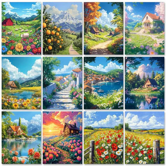 RUOPOTY Paint By Number Kit On Canvas For Adults Scenery Oil Acrylic Painting Home Decoration Gifts