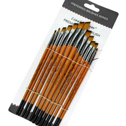 12/48pcs Premium Flat Art Paintbrush Set Durable Anti-Shedding Synthetic Nylon Bristles for Watercolor Acrylics Gouache Painting