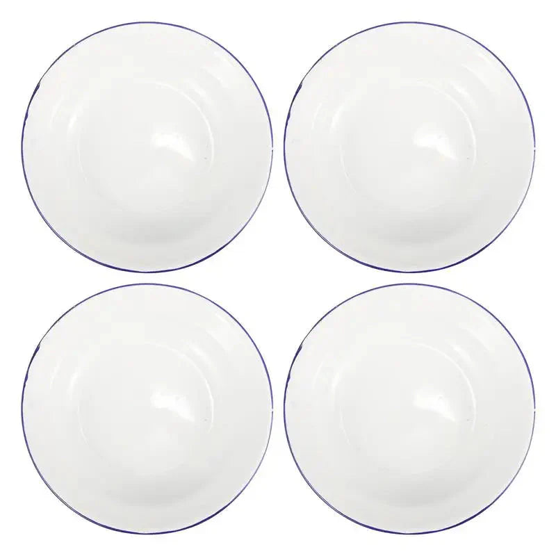 4Pcs Enamel Plates Unbreakable Enamelware Dinner Serving Platter Tray Salad Pasta Plate Kitchen Dining Bar Plates For Fruit Food