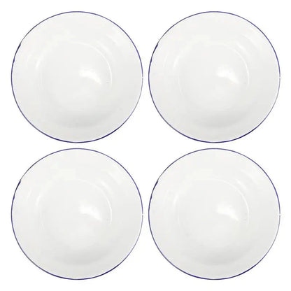 4Pcs Enamel Plates Unbreakable Enamelware Dinner Serving Platter Tray Salad Pasta Plate Kitchen Dining Bar Plates For Fruit Food