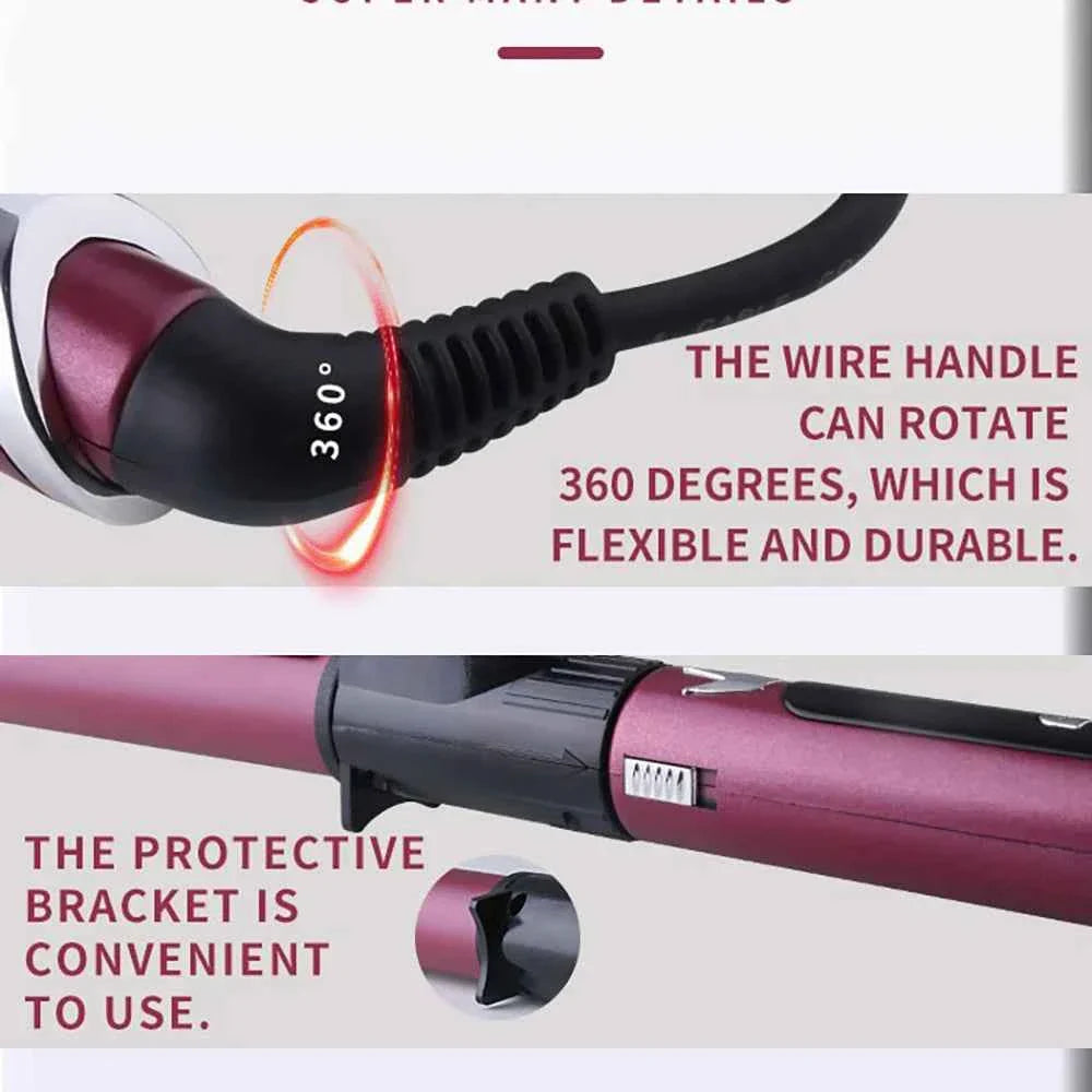 Kemei Professional Hair Curler Hair Curling Iron Wand Ceramic Tourmaline long Barrel Dual Voltage 100-240V Hair Waving Style Too
