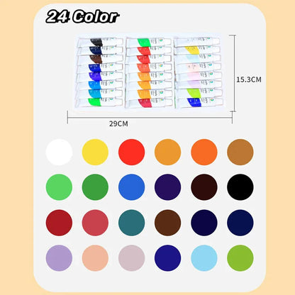 Acrylic Paint Set 12/18/24/36 Colors 12ml Tubes Non-Toxic Waterproof Art Craft Paints for Artists Kids Beginners School Supplies