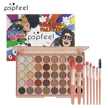POPFEEL 40-Color Earth Tone & Pink Eyeshadow Palette – Versatile Shimmer, Matte, and Highlight Shades for Effortless Blending。