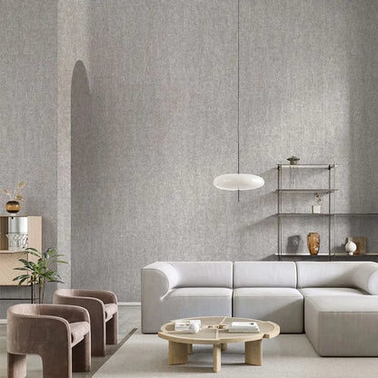 Modern Nordic Linen Textured Wallpaper – Eco-Friendly Non-Woven Solid Color Wall Covering