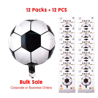 12 Pieces-18'' Decorative Soccer Pattern Foil Balloons 1pc/Pack 12 Packs for Party Decorations