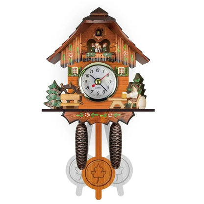 Forest Tower Wood Pendulum Vintage Clocks Vintage Silent Wood Wall Clock Wooden 3D Chiming 3D Chiming Clock Housewarming Gift