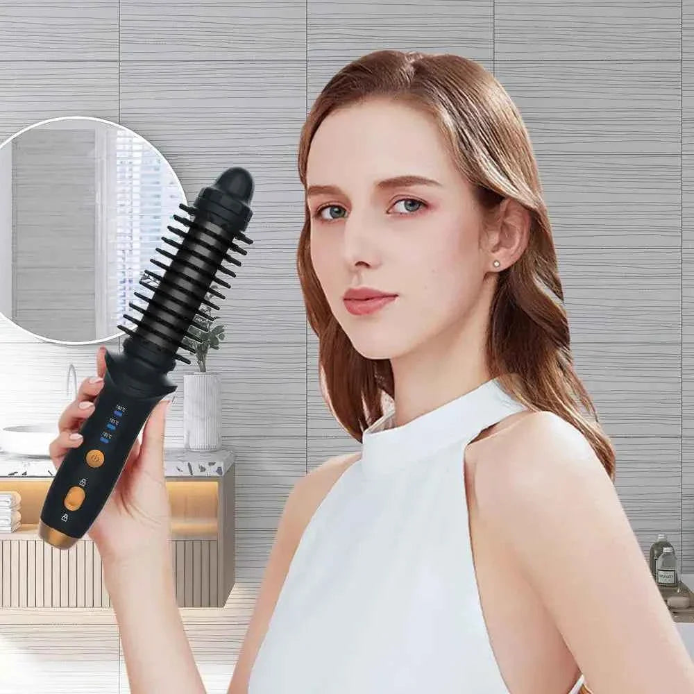 Cordless Hair curling wands USB rechargeable cordless curling iron Electric Heated Hair Curling Round Brush Hair Styling Tool