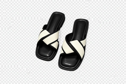 Women’s Comfort Slides: Open-Toe Low Heel Rubber Sandals