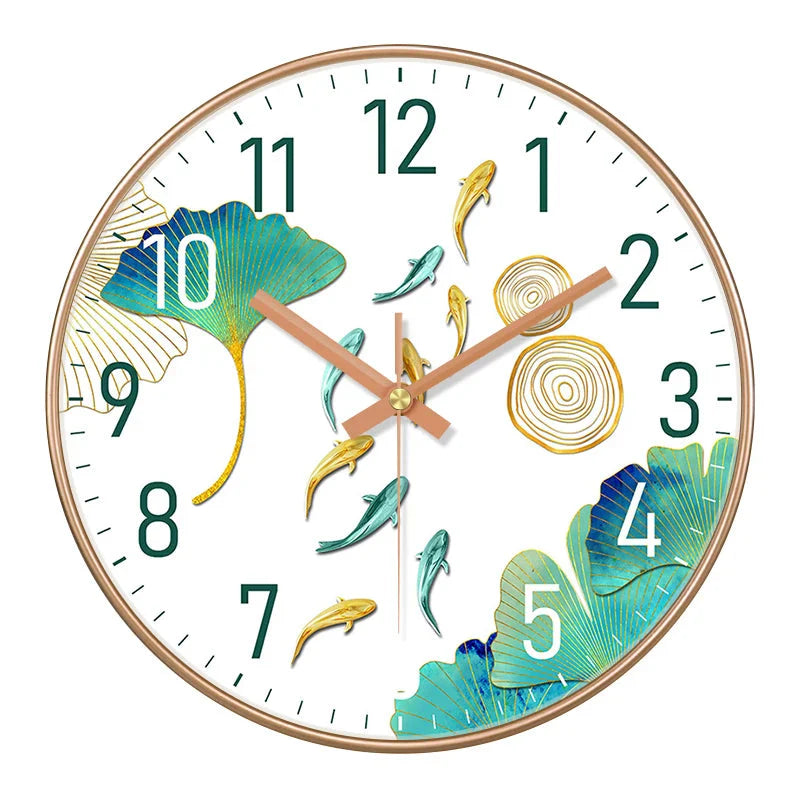 Simple Luxury Quartz Clock Hanging Wall Fish Decoration Modern Style Restaurant Living Room Home Decor Clock 8 10 12 Inche