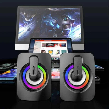 Computer Speakers PC Sound Box HIFI Stereo Microphone USB Wired Caixa De Som with LED Light For Desktop Computer