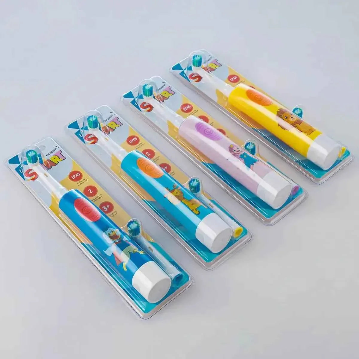 Kids Electric Toothbrush Colorful Cartoon Soft Bristle Rounded Vibrate Heads Teeth Brush Gum Care Battery Power 3-15 Years Old