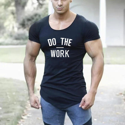 Mens Running Sport Slim Fit T-shirts Summer Cool Cotton Breathable Short Sleeve Clothing Gym Bodybuilding Fitness Muscle Shirts